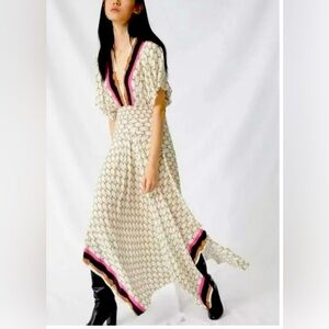 Maje Rachelene Print Maxi Dress In Ecru With Scarf Print, 34